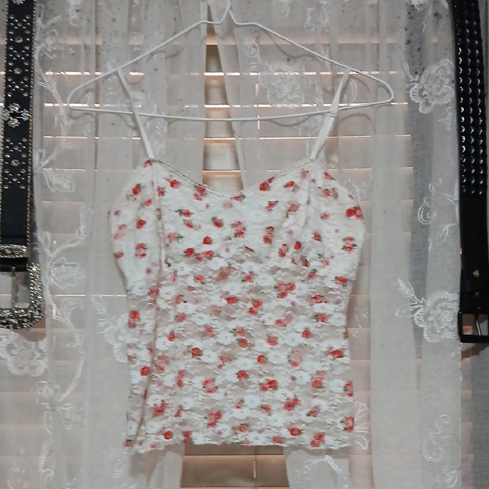 Electric & Rose Cream Smocked Camisole Sleeveless Top